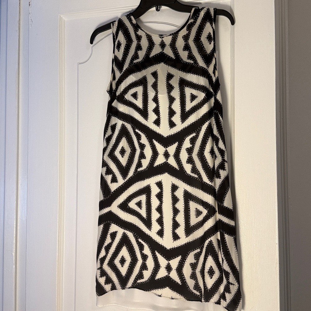 Milly Black and White Geometric Mini Dress